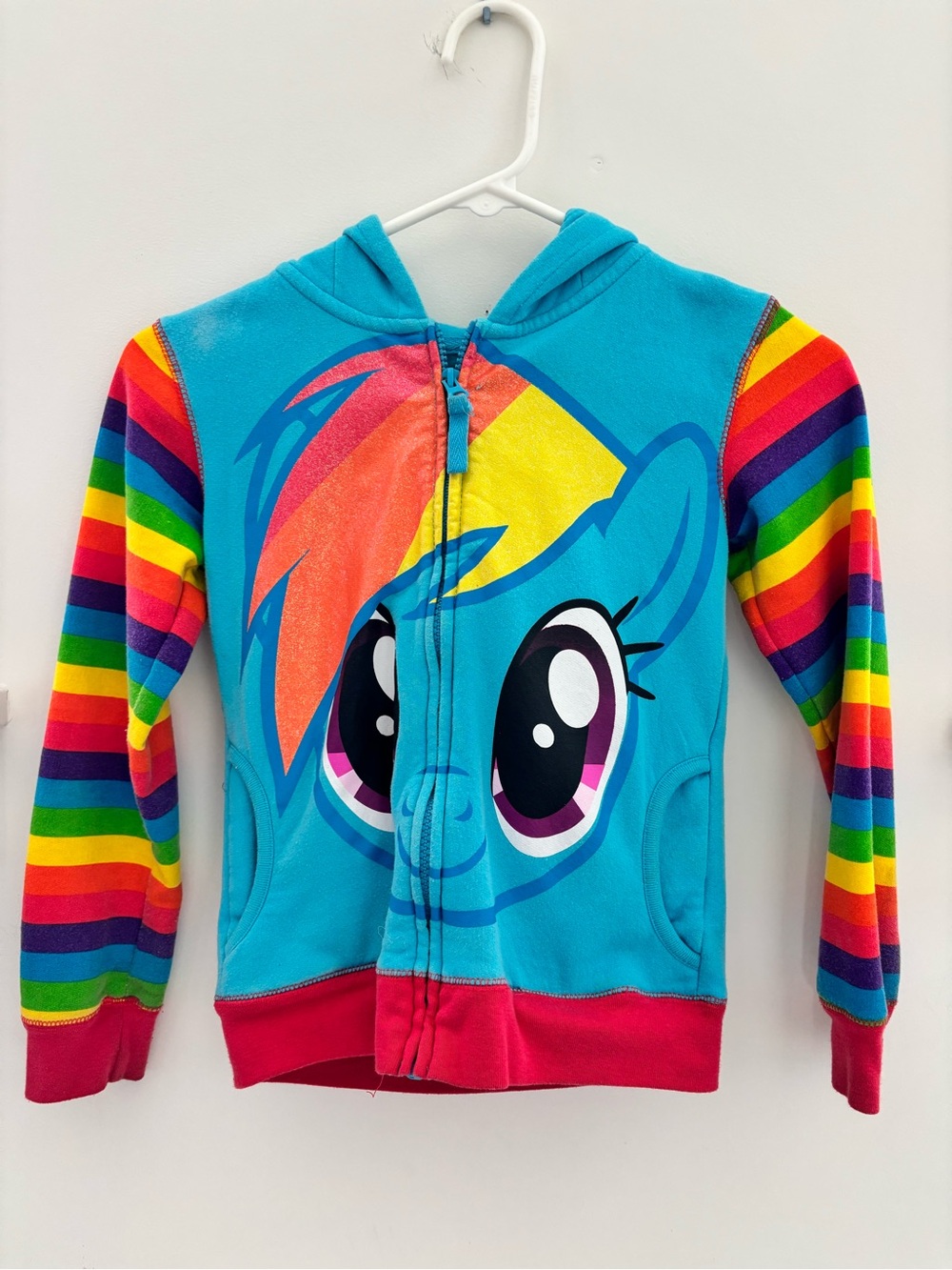 My Little Pony Hasbro Girls Rainbow Hoodie with Rainbow Sleeves